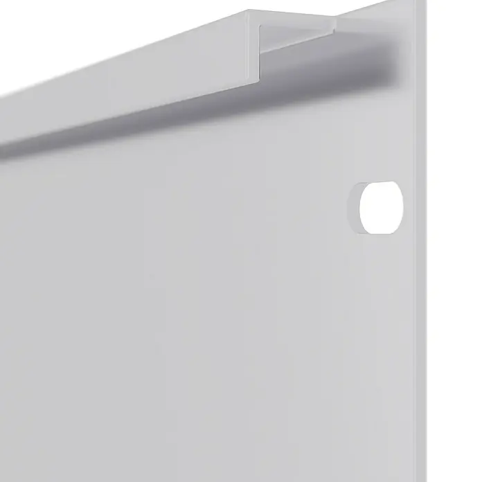 Gabio Zaunelement Voll - 197,5 x 90 cm, Stahl, Weiß - Nahaufnahme einer weißen Paneelheizkörperbefestigung, die ein minimalistisches Design und eine einfache Installation zeigt.