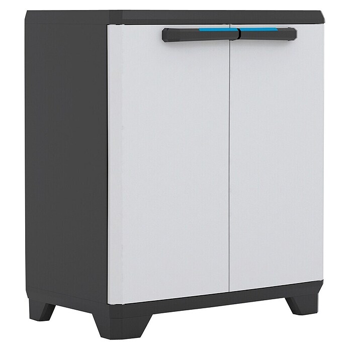 KIS Kunststoffschrank Linear (L x B x H: 68 x 39 x 90 cm, Traglast: 15 kg/Boden, Grau/Schwarz)