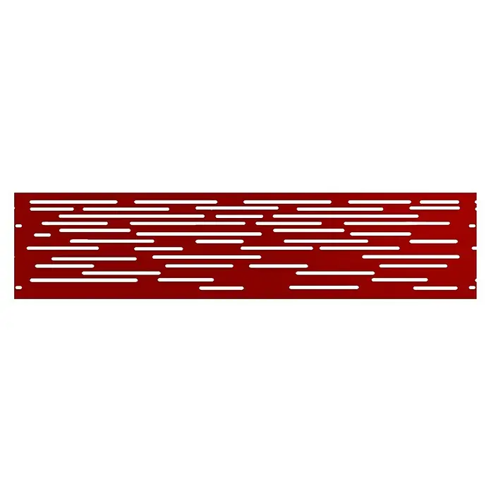 Gabio Zaunelement Lines - 197,5 x 45 cm, Stahl, Rubinrot - Rote Laser-geschnittene Metallplatte, ideal für dekorative Anwendungen, mit präzisen Details und vielseitigem Design.
