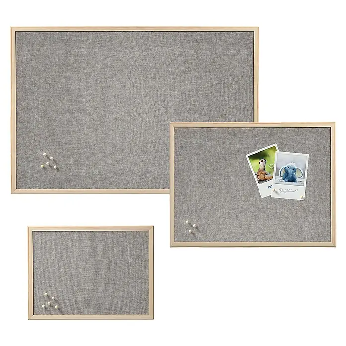 Zeller Present Pinnwand - 60 x 40 cm, Holz - Wandtafeln mit Holzrahmen und grauer Stoffoberfläche, geeignet für Büro oder Zuhause.