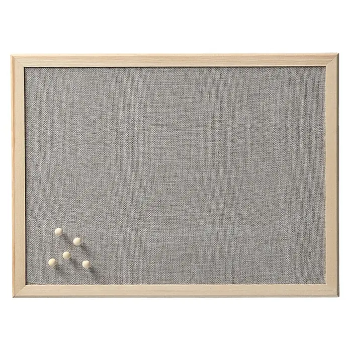 Zeller Present Pinnwand - 40 x 30 cm, Holz - Rechteckige Pinnwand mit hellem Holzrahmen und grauem Stoffbezug, ideal zum Anbringen von Notizen und Fotos mit Reißnägeln.