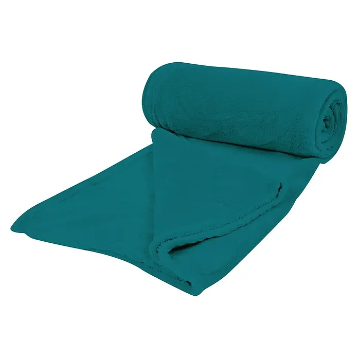 Manta para sofá Chicago - 130 x 150 cm, Azul - Manta polar turquesa enrollada que ofrece calidez y confort. Perfecta para acurrucarse en casa.