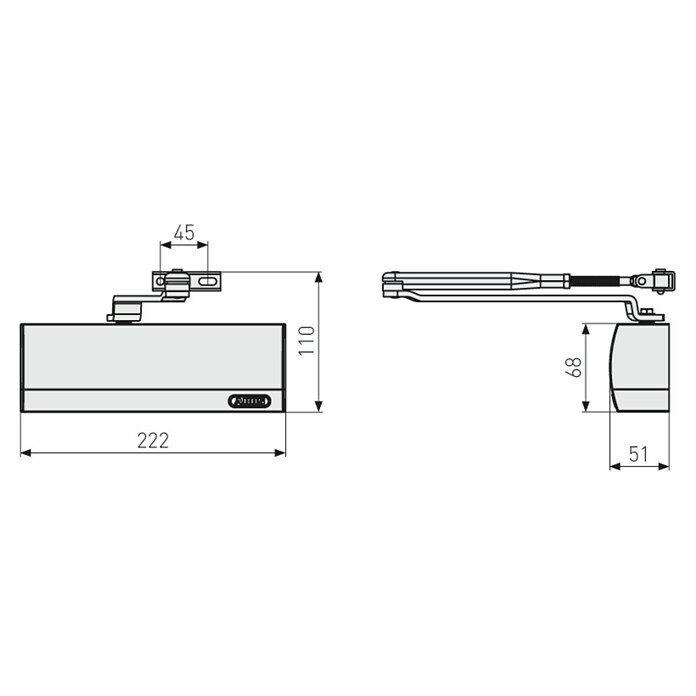 Abus Türschließer AC6124Haustüren, Weiß Sketch