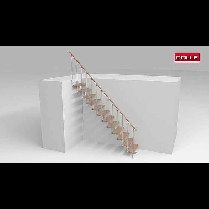 Dolle Mittelholmtreppe Cork (Breite: 79 cm, Gerade, Perlgrau, Farbe Stufen: Buche Natur, Geschosshöhe: 259 cm - 315 cm) | BAUHAUS