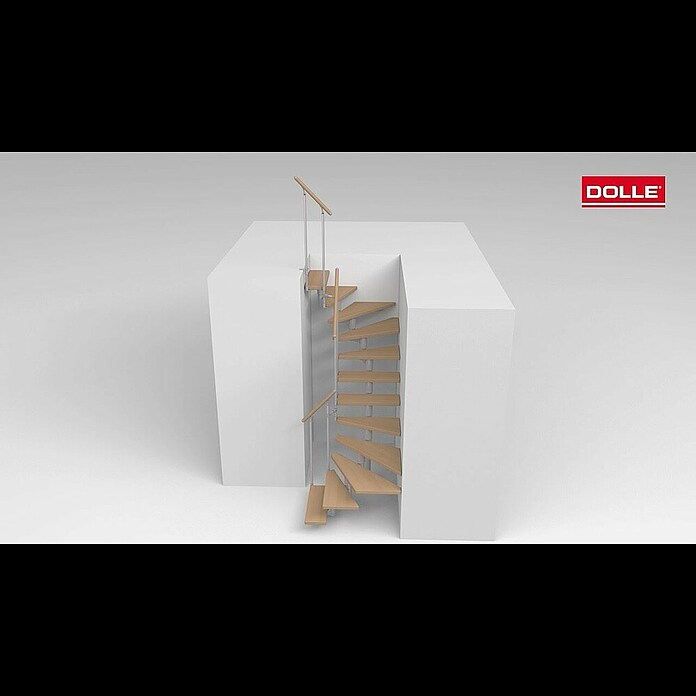 Dolle Mittelholmtreppe Cork (Breite: 75 cm, 1/2-gewendelt, Perlgrau, Farbe Stufen: Ahorn Natur, Geschosshöhe: 222 cm - 270 cm) | BAUHAUS