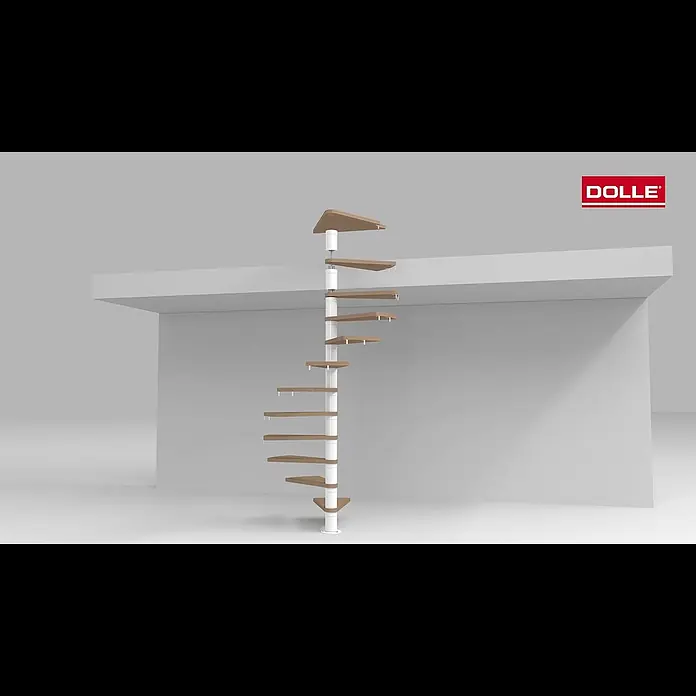 Dolle Spindeltreppe Montreal - Durchmesser: 120 cm, Weiß, Farbe Stufen: Buche Natur, Geschosshöhe: 252 cm - 282 cm - Montagevideo Spindeltreppe DOLLE Montreal