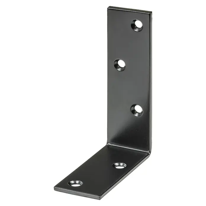 Vormann Balkenwinkel - L x B x H: 100 x 75 x 30 mm - Ein glänzender, schwarzer Winkelverbinder mit vorgebohrten Löchern für eine einfache und sichere Befestigung. Ideal für Möbel und Konstruktionen.