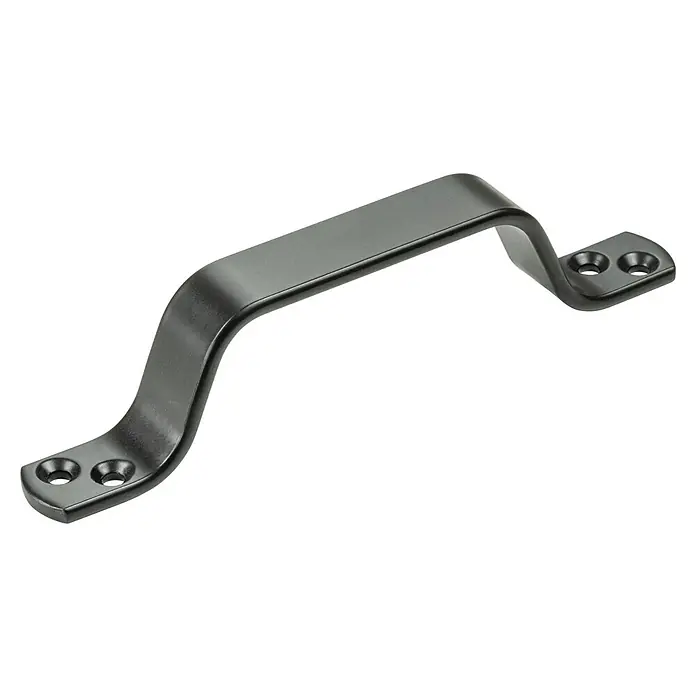 Vormann Handgriff - L x H: 160 x 20 mm, Stahl, Schwarz - Ein schlichter, schwarzer Türgriff mit abgerundeten Ecken und zwei Befestigungslöchern für eine einfache Installation. Robust und langlebig.