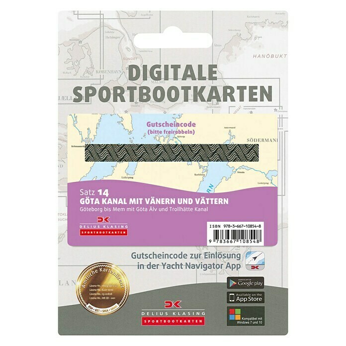 Digitale Sportbootkarte: Satz 14 - Götakanal mit Vänern und Vättern Front View