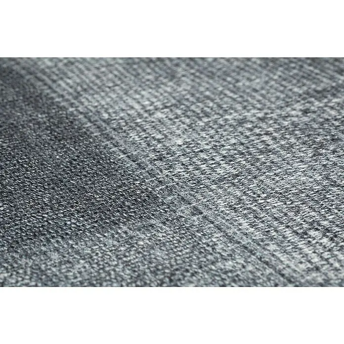 Flachgewebeteppich Teppich Stampa - Jeans Beige, 170 x 120 cm, 100% Polyester - Nahaufnahme eines grauen Tweed-Stoffs, der eine feine Textur und dezente Muster aufweist. Ideal für elegante und zeitlose Kleidungsstücke.