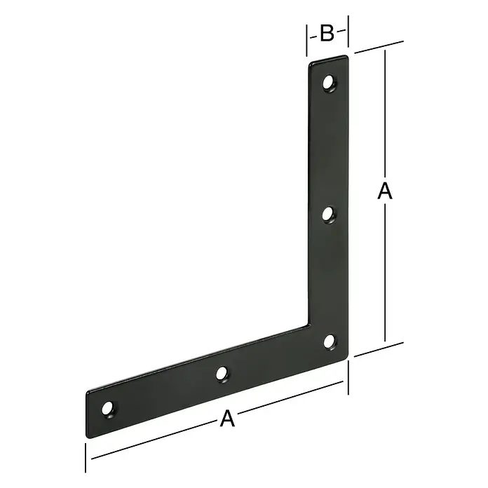 Vormann Eckwinkel - L x B x H: 100 x 15 x 100 mm, Schwarz - Schwarzer Winkelverbinder mit den Maßen A und B zur Befestigung von Möbeln oder Regalen. Er ist robust und einfach zu installieren.