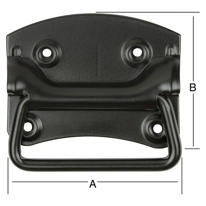 Vormann Kistengriff - L x B: 100 x 80 mm, Stahl, Schwarz - Schwarzer Tragegriff mit den Abmessungen A und B, ideal für Koffer oder Transportboxen. Robust und langlebig.