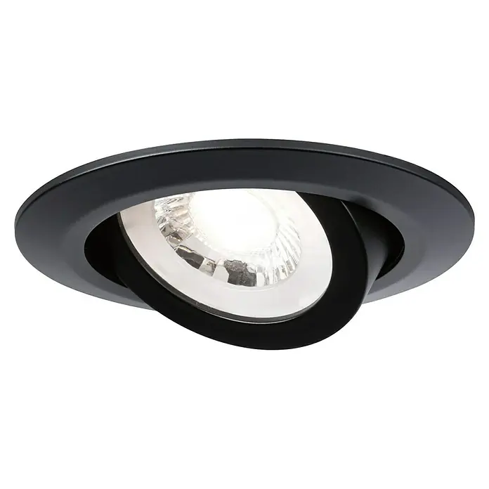 Paulmann LED-Einbauleuchten-Set rund - 6 W, Schwarz matt, 3 Stk., Warmweiß - Schwarz gerahmter, drehbarer Deckeneinbaustrahler mit hellem, warmweißem Licht für flexible Beleuchtungslösungen im Innenbereich.
