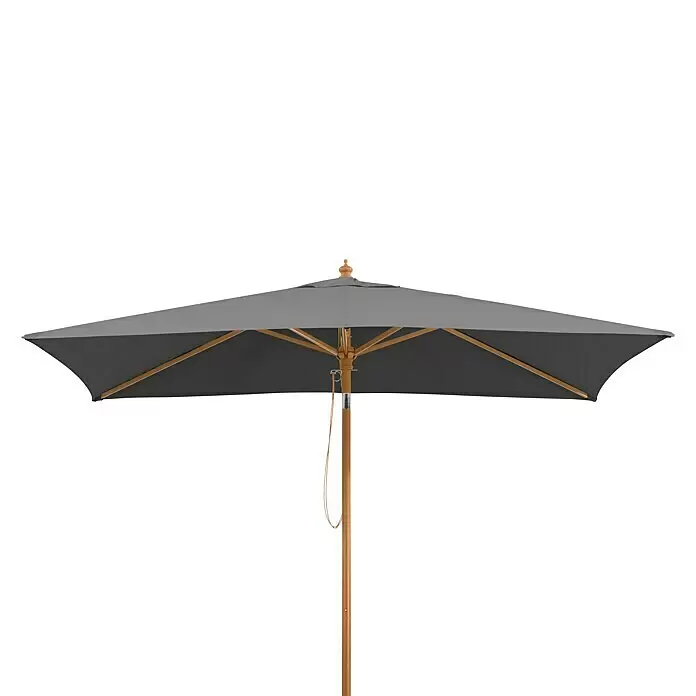 Schneider Classic Marktschirm Malaga - Anthrazit, Bespannungsmaß (L x B): 300 x 200 cm - Grauer quadratischer Gartenschirm mit Holzstange.