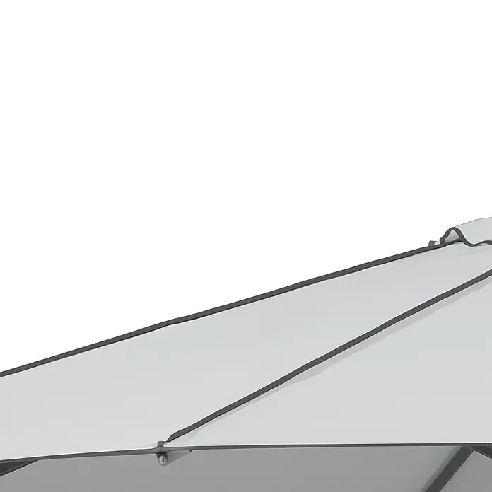 Schneider Classic Marktschirm rund Adria - Silbergrau, Durchmesser Bespannung: 350 cm - Nahaufnahme eines Gartenschirms mit grauem Stoff und Streben, ideal für Schatten und Entspannung im Freien.