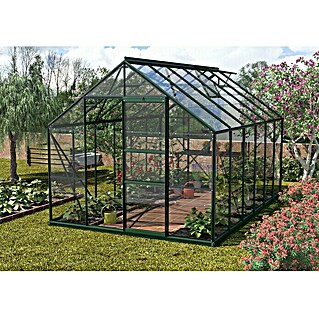 Vitavia Gewächshaus Merkur 9900 Plus (Außenmaß inkl. Dachüberstand (B x T): 257 x 383 cm, 3 mm, Smaragd)