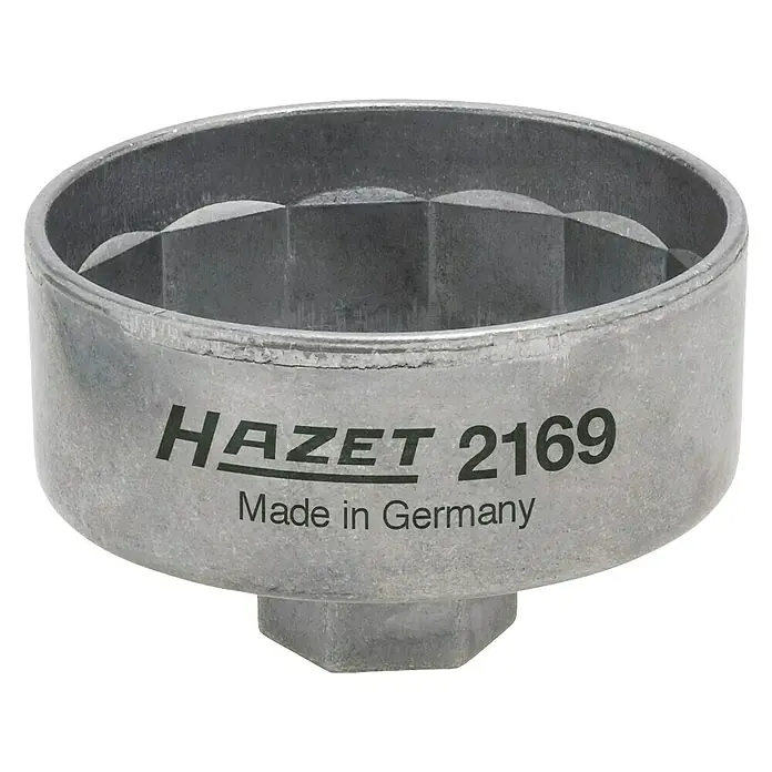 Hazet Universal-Ölfilter-Schlüssel 2169 - Schlüsselweite: 74,4 mm, Antriebsgröße: ⅜″ Vierkant - HAZET 2169 Ölfilterschlüssel, hergestellt in Deutschland, für professionelle Ölwechsel. Robust und präzise gefertigt.