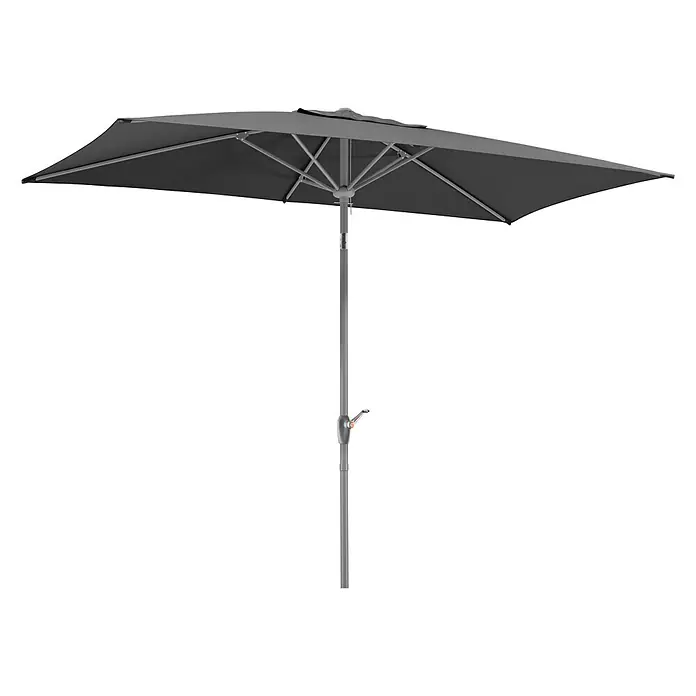 Schneider Classic Marktschirm Porto - Anthrazit, Bespannungsmaß (L x B): 300 x 200 cm - Ein grauer, rechteckiger Sonnenschirm mit Metallgestell bietet Schatten und Schutz vor Sonne.