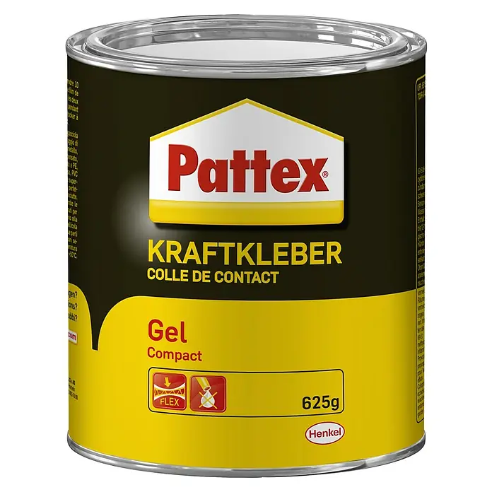 Pattex Kraftkleber Gel Compact - 625 g, Dose - Pattex Kraftkleber Gel Compact Dose mit 625g Inhalt. Ideal für flexible Verklebungen, bietet starken Halt und ist vielseitig einsetzbar.