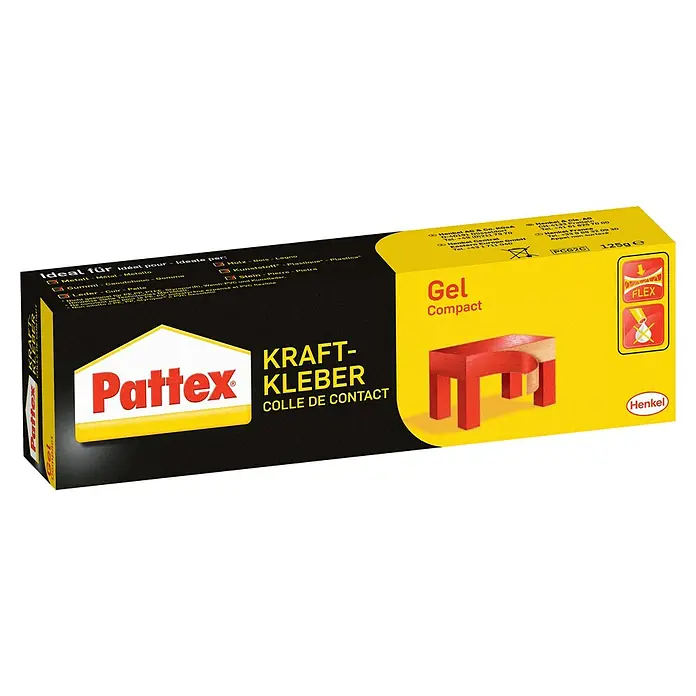 Pattex Kraftkleber Gel Compact - 125 g, Tube - Pattex Kraftkleber Gel Compact für Metall, Gummi, Leder, Holz, Kunststoff und Stein. Ideal für flexible Verbindungen.