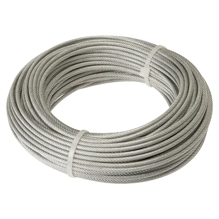 Stabilit Drahtseil - Ø x L: 3 mm x 3.000 cm, Belastbarkeit: 45 kg, Stahl - Aufgerolltes Stahlseil mit Kabelbindern, ideal für sichere Befestigungen und Anwendungen.