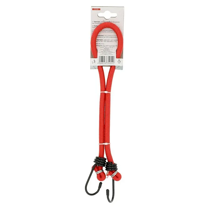 UniTEC Gepäckspanner - Länge: 60 cm, 2 Haken - Rotes Spanngummi mit Haken, ideal zum Sichern von Lasten und Gepäck. Praktisches Zubehör für Alltag und Reise.