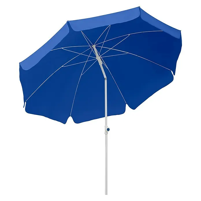 Schneider Classic Marktschirm rund Ibiza - Blau, Durchmesser Bespannung: 240 cm - Blauer Sonnenschirm mit weißem Gestell. Der ideale Schattenspender für sonnige Tage im Garten oder am Strand.