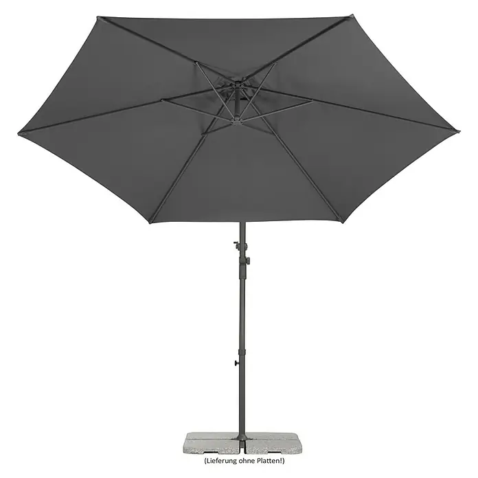 Schneider Sunny Ampelschirm rund Genua - Anthrazit, Durchmesser Bespannung: 300 cm - Der elegante, graue Sonnenschirm spendet Schatten und ist ein Blickfang für jeden Garten oder Terrasse. Die robuste Konstruktion sorgt für Stabilität.