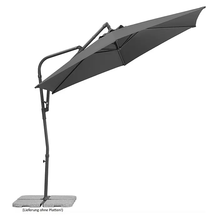 Schneider Sunny Ampelschirm rund Genua - Anthrazit, Durchmesser Bespannung: 300 cm - Grauer Sonnenschirm mit Gestell, der Schatten spendet und vor Sonne schützt. Ideal für Garten oder Terrasse.