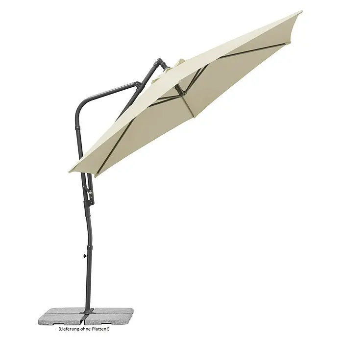 Schneider Sunny Ampelschirm rund Genua - Natur, Durchmesser Bespannung: 300 cm - Sonnenschirm mit schwenkbarem Arm und beigem Bezug. Schatten für den Garten oder die Terrasse.