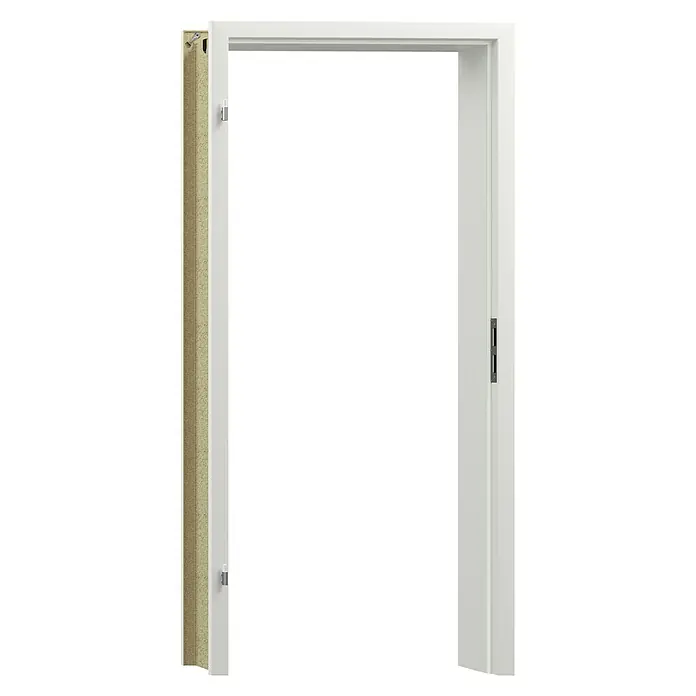 GetaDoor Lamineo Türzarge GLN 224 - 860 x 1.985 mm, Wandstärke: 145 mm, DIN Anschlag: Links, Signalweiß - Weiße Türzarge mit sichtbarer Wandstruktur, ideal für moderne Innenräume.