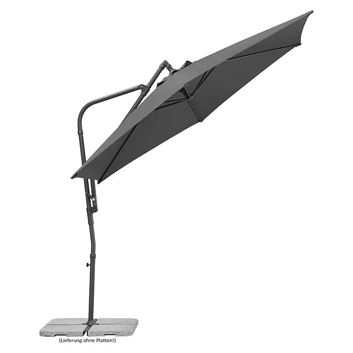 Schneider Sunny Ampelschirm rund Genua - Anthrazit, Durchmesser Bespannung: 300 cm - Grauer, freistehender Sonnenschirm mit schwenkbarem Schirmdach und stabilem Standfuß für den Garten oder die Terrasse.