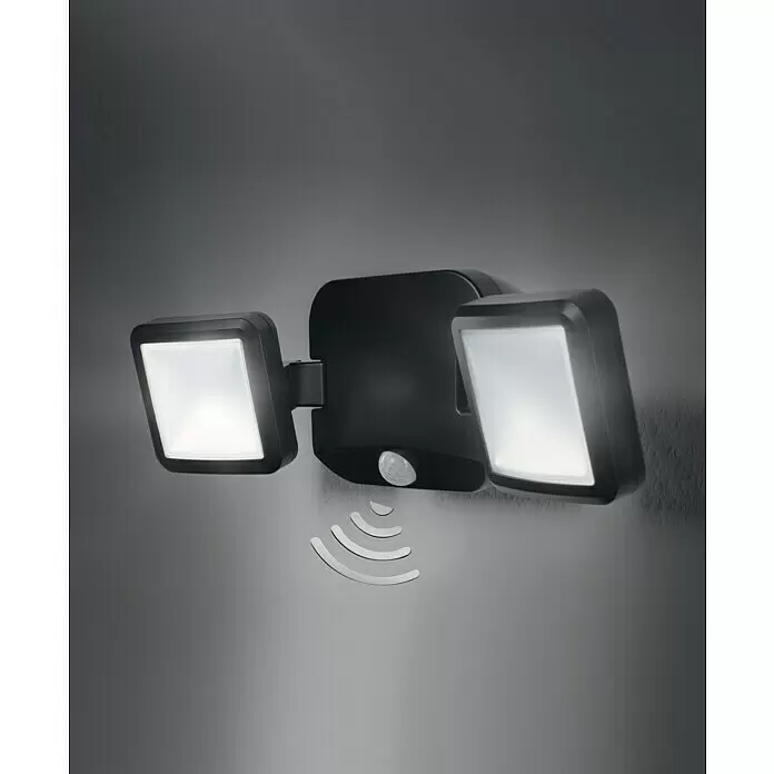Osram LED-Sensor-Außenwandstrahler Double - 10 W, L x B x H: 33,2 x 10,5 x 11,2 cm, Schwarz, IP54 - Stimmungsaufnahme