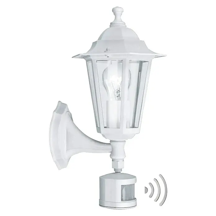 Eglo Laterna 5 Sensor-Außenleuchte - 60 W, Weiß, IP44 - Weiße Außenleuchte mit Bewegungsmelder für mehr Sicherheit. Die Lampe ist wetterfest und sorgt für eine gute Ausleuchtung des Außenbereichs.