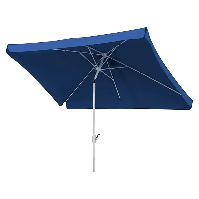 Schneider Classic Marktschirm Oslo - Blau, Bespannungsmaß (L x B): 300 x 200 cm - Ein blauer, rechteckiger Sonnenschirm mit einem weißen Mast, ideal für den Garten.