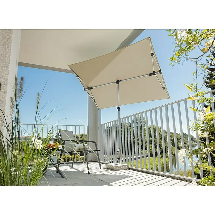 Ombrellone a palo centrale Poli L 190 x 225 cm con telo ecru | Leroy Merlin