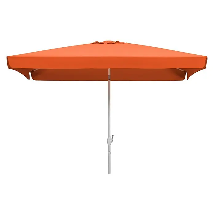 Schneider Classic Marktschirm Oslo - Terracotta, Bespannungsmaß (L x B): 300 x 200 cm - Hier ist ein orangefarbener quadratischer Sonnenschirm mit einem weißen Mast, der ideal ist, um sich vor der Sonne zu schützen.