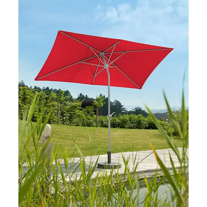 Schneider Classic Marktschirm Porto - Rot, Bespannungsmaß (L x B): 300 x 200 cm - Roter rechteckiger Sonnenschirm für den Garten. Sorgt für angenehmen Schatten und ein modernes Ambiente im Außenbereich.