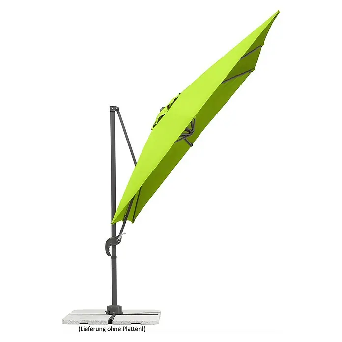 Schneider Classic Ampelschirm Rhodos Junior - Apfelgrün, Bespannungsmaß (L x B): 270 x 270 cm - Ein schattenspendender Ampelschirm in frischem Grün, ideal für sonnige Tage im Garten oder auf der Terrasse, ohne Platten.
