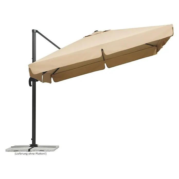 Schneider Classic Ampelschirm Rhodos - Natur, Bespannungsmaß (L x B): 300 x 300 cm - Freistehender Sonnenschirm in Beige mit robustem Ständer für flexiblen Schatten im Garten oder auf der Terrasse.