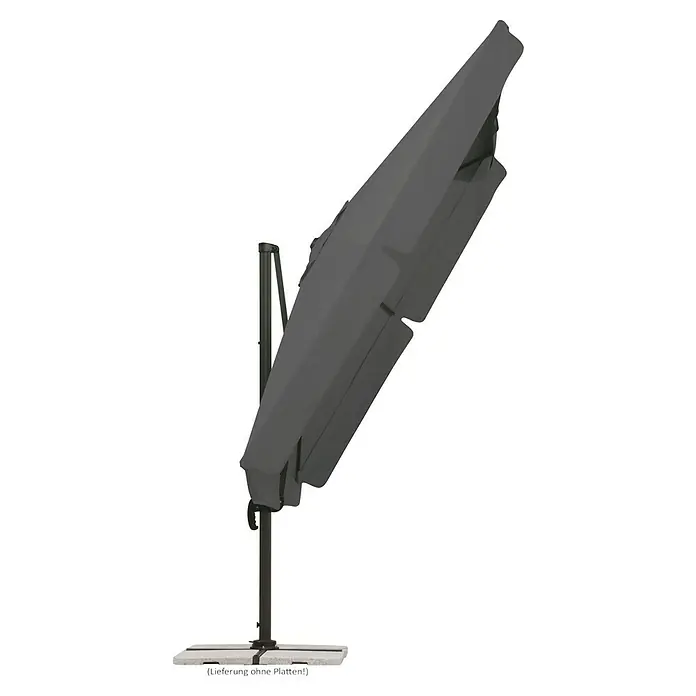 Schneider Classic Ampelschirm Rhodos - Anthrazit, Bespannungsmaß (L x B): 300 x 300 cm - Ein schattenspendender grauer Ampelschirm mit robustem Standfuß, ideal für den Garten oder die Terrasse, der zuverlässigen Sonnenschutz bietet.