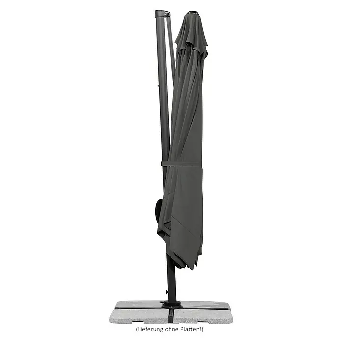 Schneider Classic Ampelschirm Rhodos - Anthrazit, Bespannungsmaß (L x B): 300 x 300 cm - Geschlossener, grauer Sonnenschirm mit Basis. Ideal für den Garten, spendet Schatten und ist platzsparend verstaut.