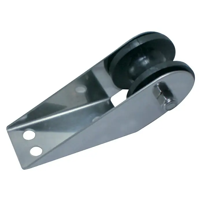 Marinetech Bugrolle - B x H: 50 x 52 mm, Edelstahl, A2 - Ankerrolle aus poliertem Edelstahl mit schwarzer Rolle für reibungsloses Ankerhandling.
