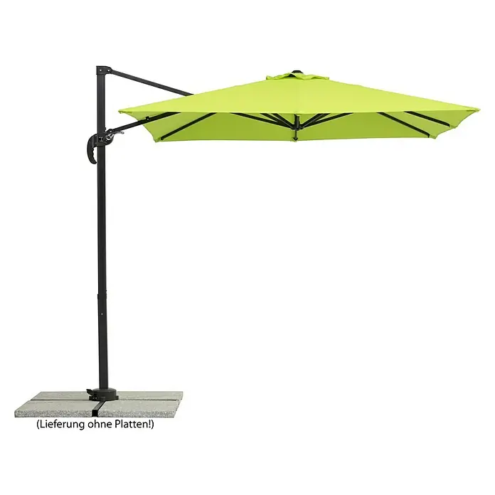 Schneider Classic Ampelschirm Rhodos Junior - Apfelgrün, Bespannungsmaß (L x B): 230 x 230 cm - Sonnenschirm mit grünem Schirm und schwarzem Ständer, ideal für den Garten oder die Terrasse. Schützt vor Sonne und bietet Schatten.