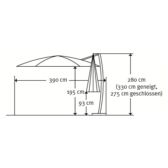 Schneider Classic Ampelschirm rund Rhondos Rondo (Bordeaux, Durchmesser Bespannung: 350 cm) | BAUHAUS