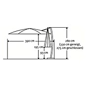 Schneider Classic Ampelschirm rund Rhondos Rondo (Bordeaux, Durchmesser Bespannung: 350 cm) | BAUHAUS