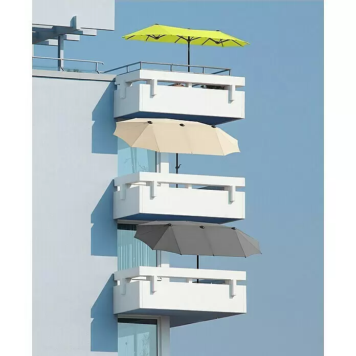 Schneider Classic Balkonschirm Salerno - Silbergrau, Bespannungsmaß (L x B): 150 x 291 cm - Stimmungsaufnahme