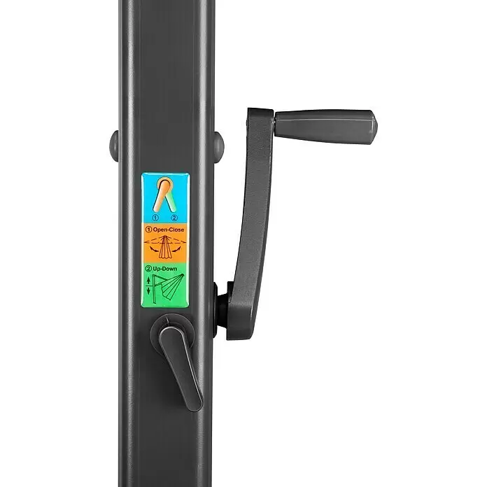 Schneider Classic Ampelschirm Rhodos Smart - Silbergrau, Bespannungsmaß (L x B): 300 x 300 cm - Dunkelgrauer Sonnenschirmkurbel mit Bedienfeld für Öffnen/Schließen und Hoch/Runter-Funktionen.
