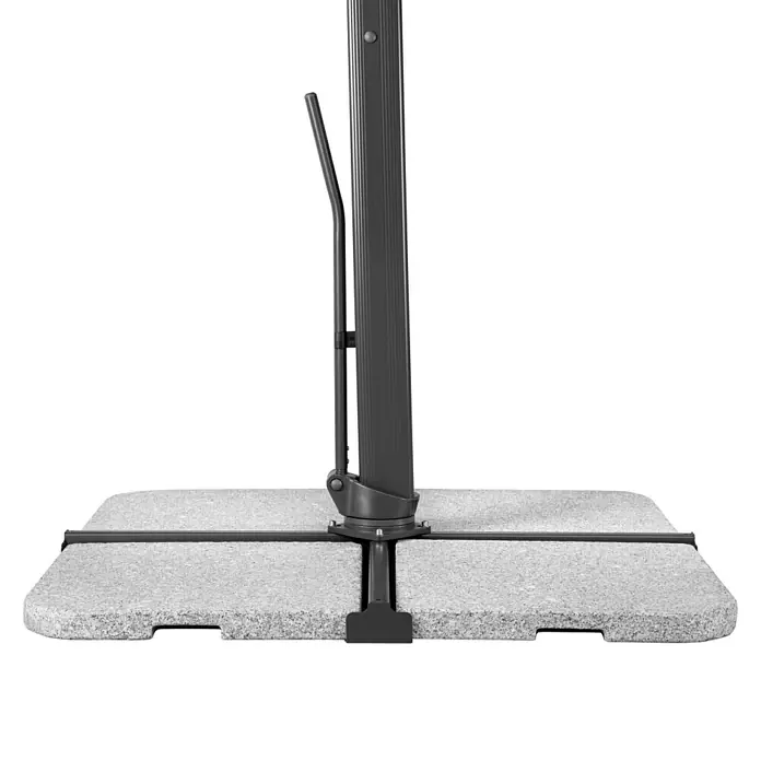 Schneider Classic Ampelschirm Rhodos Smart - Silbergrau, Bespannungsmaß (L x B): 300 x 300 cm - Schirmständer mit grauem Sockel und Stange für einen Sonnenschirm. Stabile Basis für den Außenbereich.