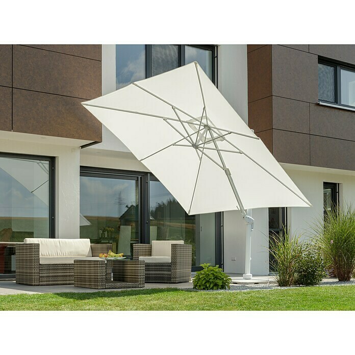 Schneider Classic Ampelschirm Rhodos Twist Bianco (Weiß, Bespannungsmaß (L x B): 300 x 300 cm) | BAUHAUS